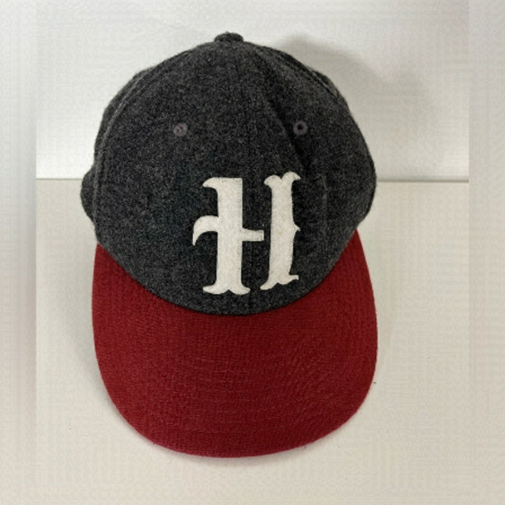 HURLEY H Wool Blend Baseball Hat Fitted 6 7/8 - 7 1/4 Grey Burgundy